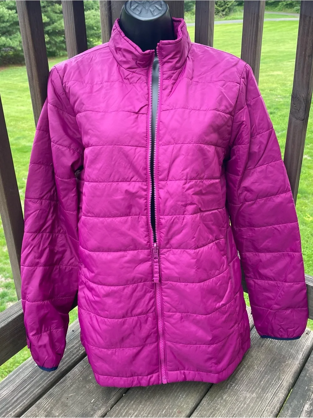 Lands End coat jacket puffer quilted squall spring fall youth magenta girls xxl